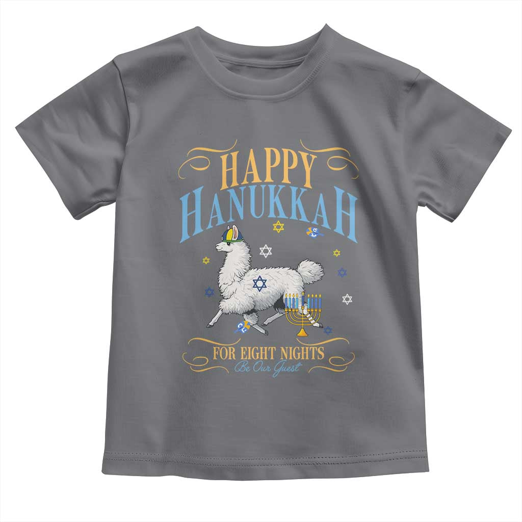 Funny Happy Hanukkah Llama Be Our Guest For Eight Nights Gift Toddler T Shirt Funny Hanukkah Gift - Wonder Print Shop
