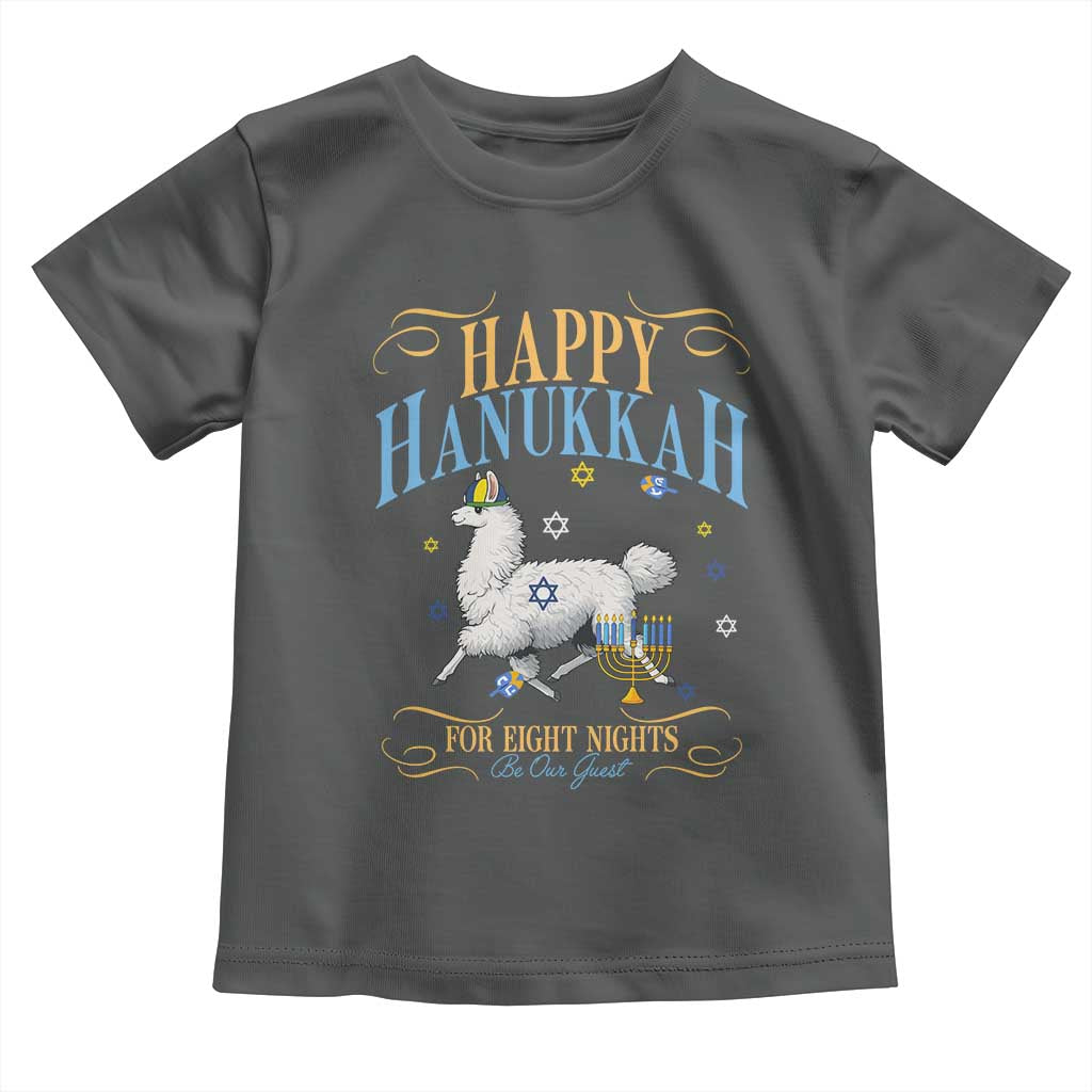 Funny Happy Hanukkah Llama Be Our Guest For Eight Nights Gift Toddler T Shirt Funny Hanukkah Gift - Wonder Print Shop