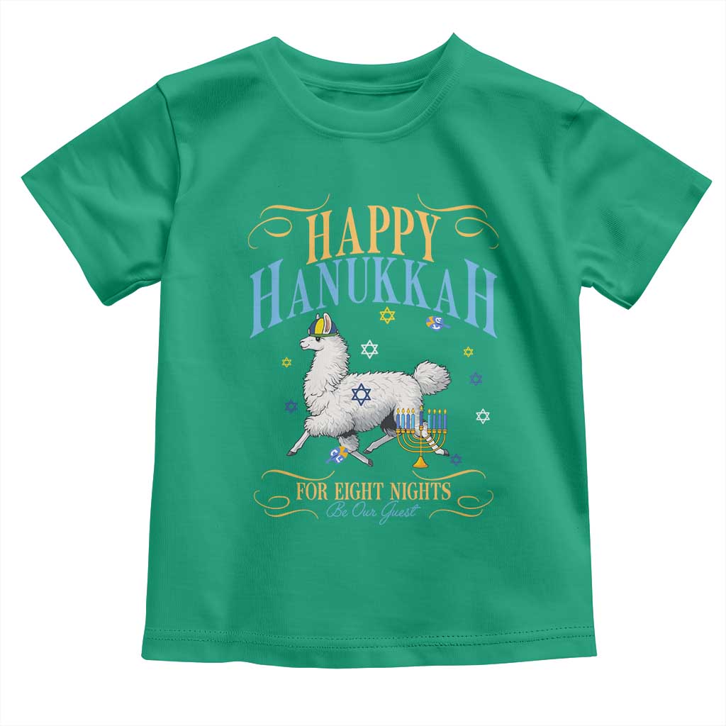 Funny Happy Hanukkah Llama Be Our Guest For Eight Nights Gift Toddler T Shirt Funny Hanukkah Gift - Wonder Print Shop