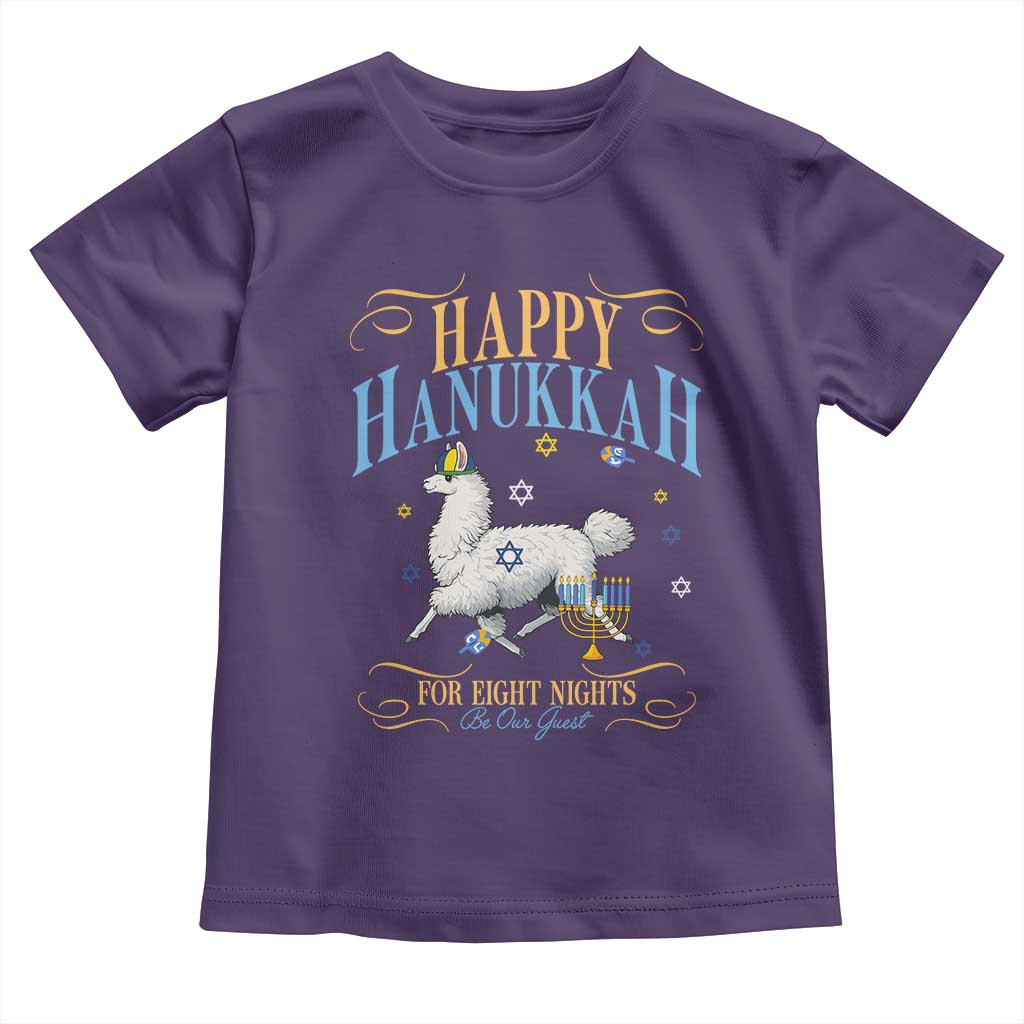 Funny Happy Hanukkah Llama Be Our Guest For Eight Nights Gift Toddler T Shirt Funny Hanukkah Gift - Wonder Print Shop