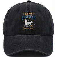 Funny Happy Hanukkah Llama Be Our Guest For Eight Nights Gift Washed Cotton Baseball Cap Funny Hanukkah Gift