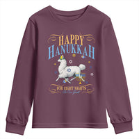 Funny Happy Hanukkah Llama Be Our Guest For Eight Nights Gift Youth Sweatshirt Funny Hanukkah Gift - Wonder Print Shop