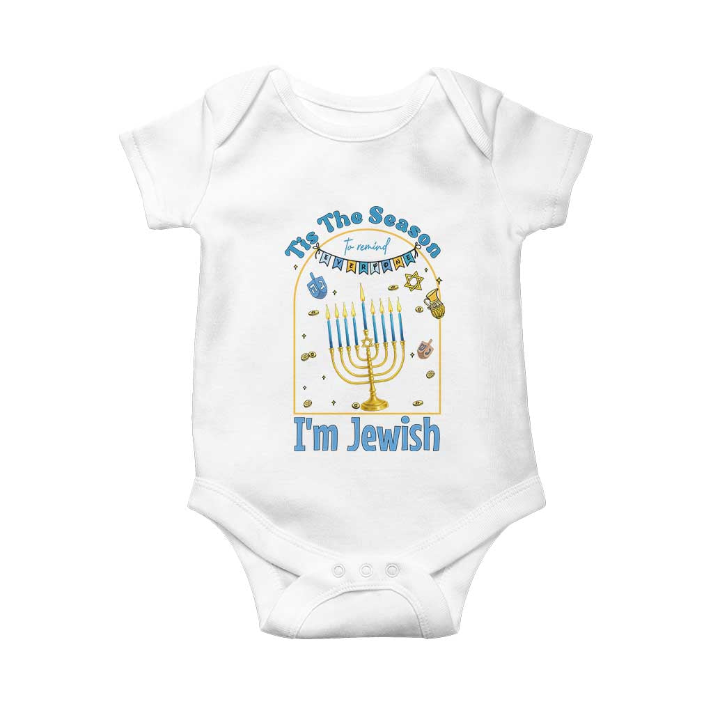 Funny Hanukkah Gift Baby Onesie Tis The Season To Remind Everyone Im Jewish - Wonder Print Shop