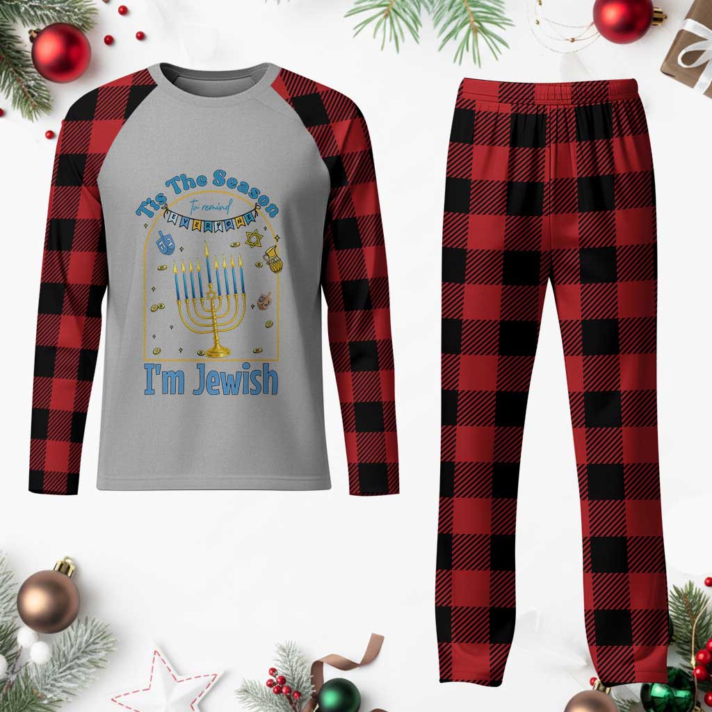 Funny Hanukkah Gift Plaid Pajama Set Tis The Season To Remind Everyone Im Jewish - Wonder Print Shop