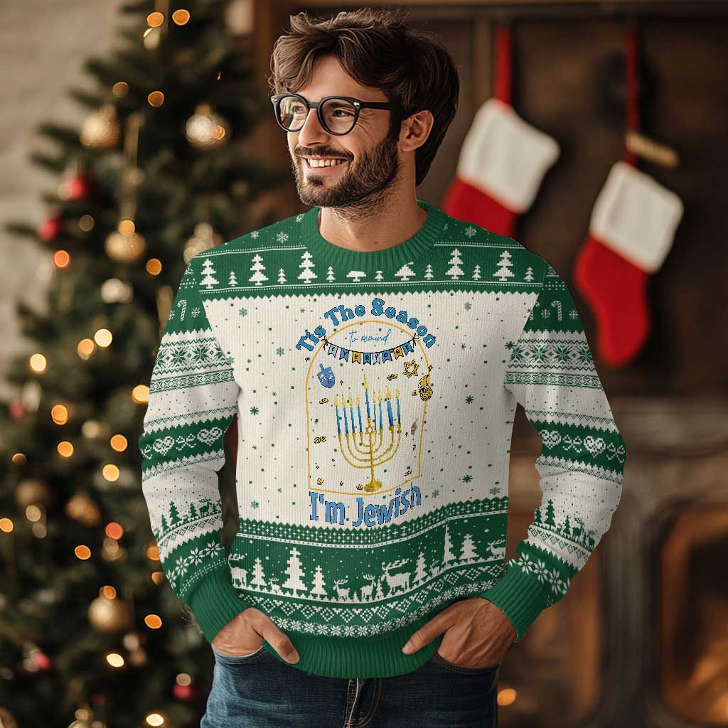 Funny Hanukkah Gift Ugly Christmas Sweater Tis The Season To Remind Everyone Im Jewish - Wonder Print Shop