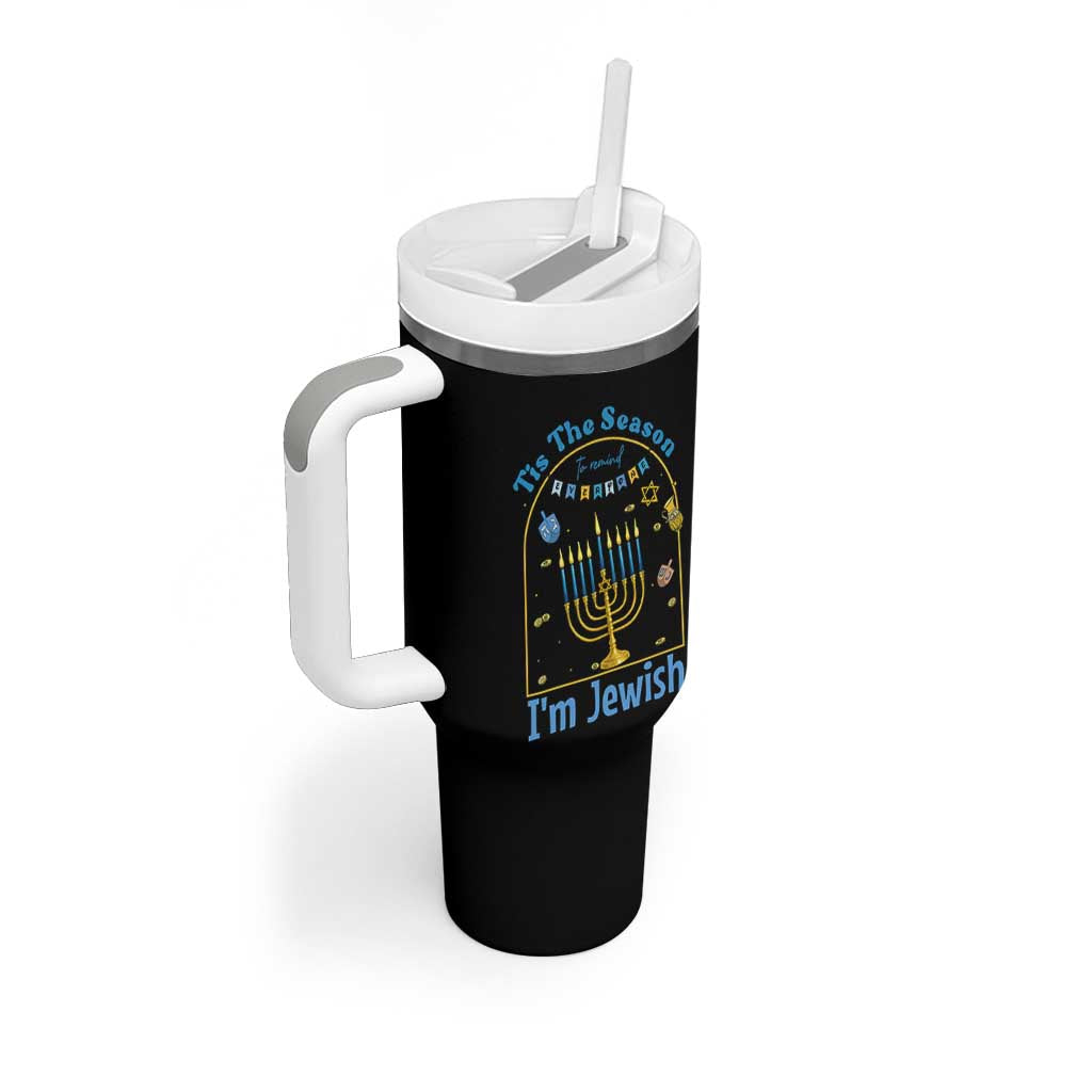 Funny Hanukkah Gift Tumbler With Handle Tis The Season To Remind Everyone Im Jewish - Wonder Print Shop