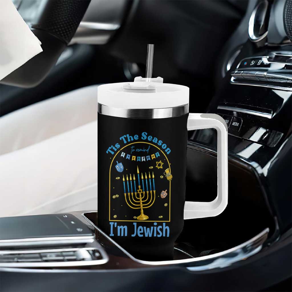 Funny Hanukkah Gift Tumbler With Handle Tis The Season To Remind Everyone Im Jewish - Wonder Print Shop