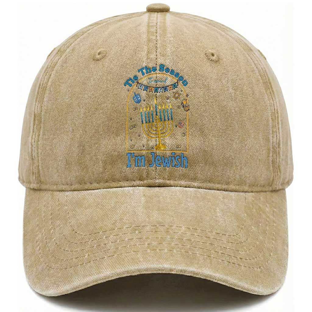 Funny Hanukkah Gift Washed Cotton Baseball Cap Tis The Season To Remind Everyone Im Jewish