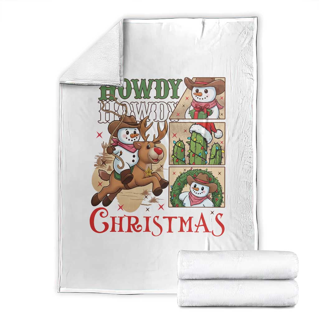 Funny Snowman Cowboy Howdy Christmas Throw Blanket Western Holiday Gift - Wonder Print Shop