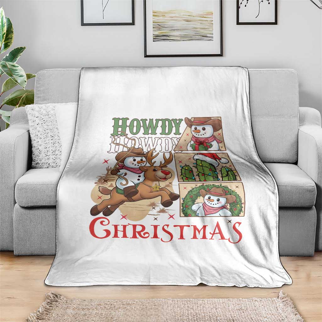 Funny Snowman Cowboy Howdy Christmas Throw Blanket Western Holiday Gift - Wonder Print Shop