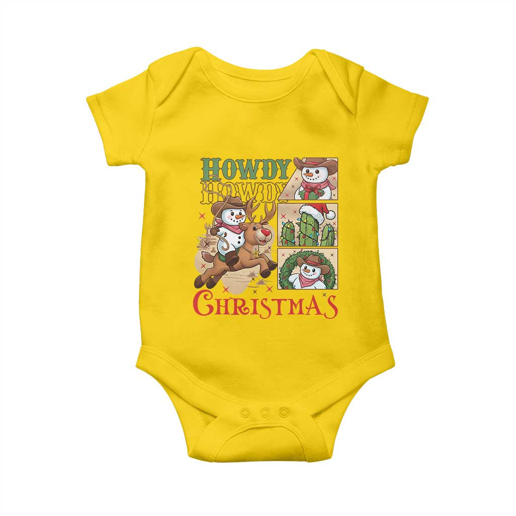 Funny Snowman Cowboy Howdy Christmas Baby Onesie Western Holiday Gift - Wonder Print Shop