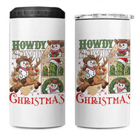 Funny Snowman Cowboy Howdy Christmas 4 in 1 Can Cooler Tumbler Western Holiday Gift - Wonder Print Shop