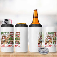 Funny Snowman Cowboy Howdy Christmas 4 in 1 Can Cooler Tumbler Western Holiday Gift - Wonder Print Shop