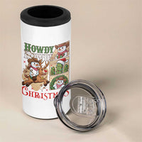 Funny Snowman Cowboy Howdy Christmas 4 in 1 Can Cooler Tumbler Western Holiday Gift - Wonder Print Shop