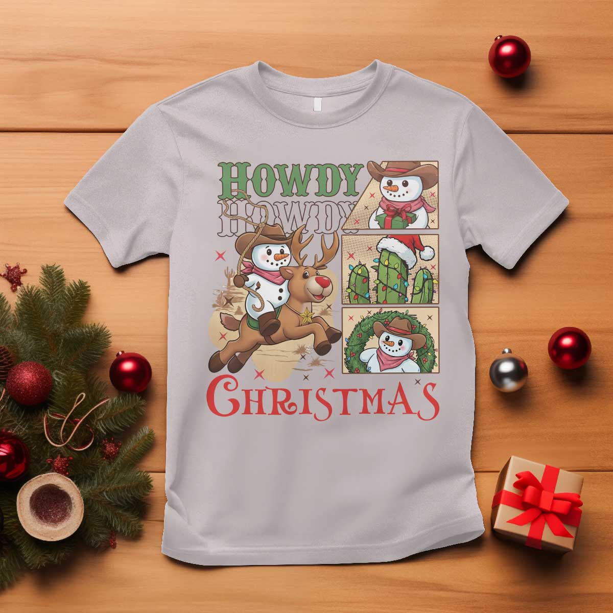 Funny Snowman Cowboy Howdy Christmas T Shirt Western Holiday Gift - Wonder Print Shop