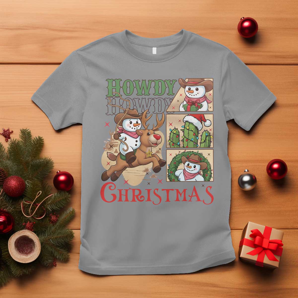 Funny Snowman Cowboy Howdy Christmas T Shirt Western Holiday Gift - Wonder Print Shop