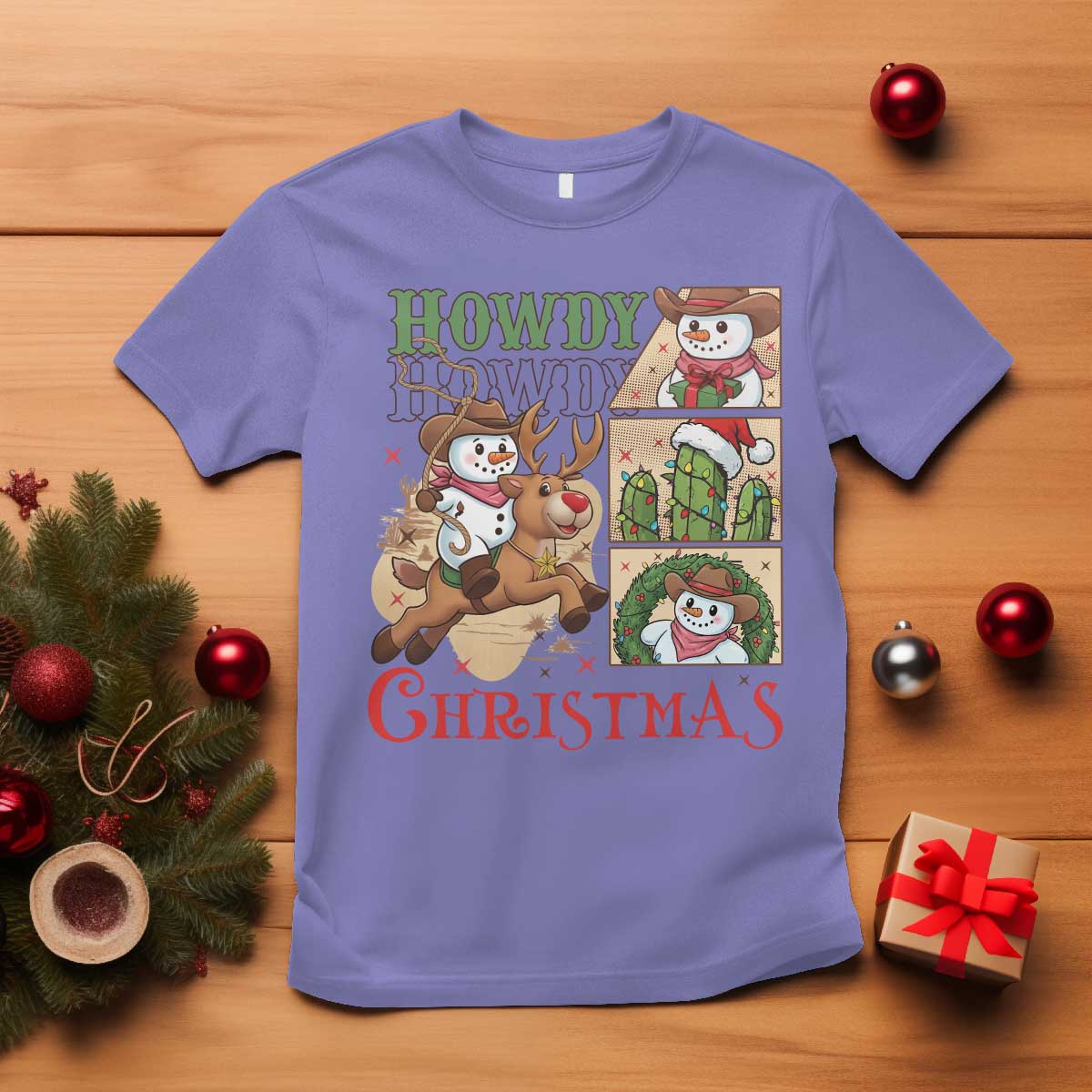 Funny Snowman Cowboy Howdy Christmas T Shirt Western Holiday Gift - Wonder Print Shop