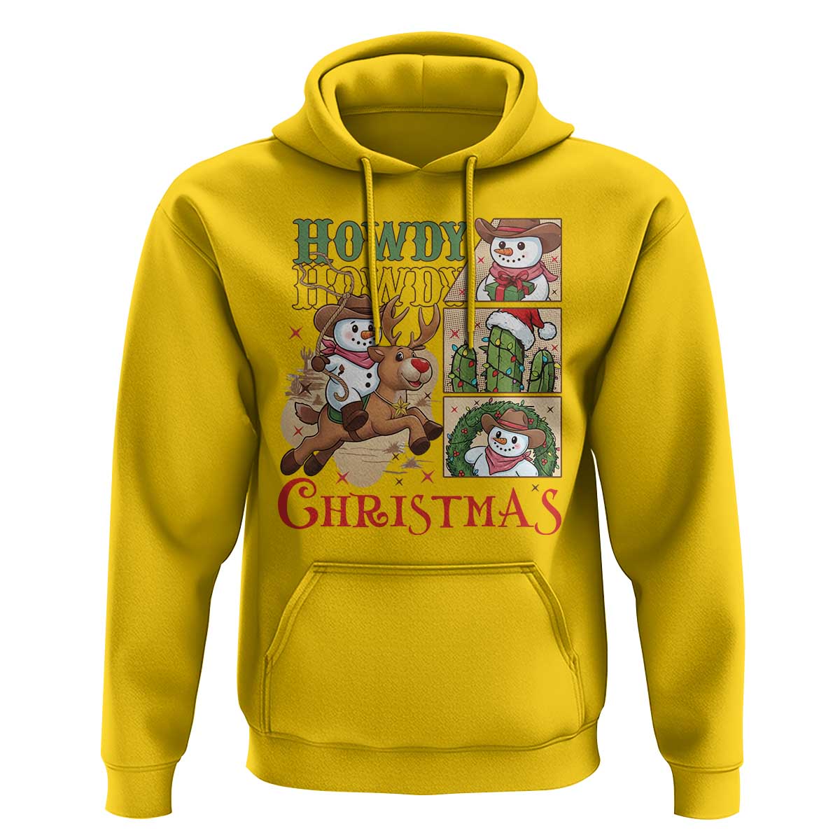 Funny Snowman Cowboy Howdy Christmas Hoodie Western Holiday Gift - Wonder Print Shop