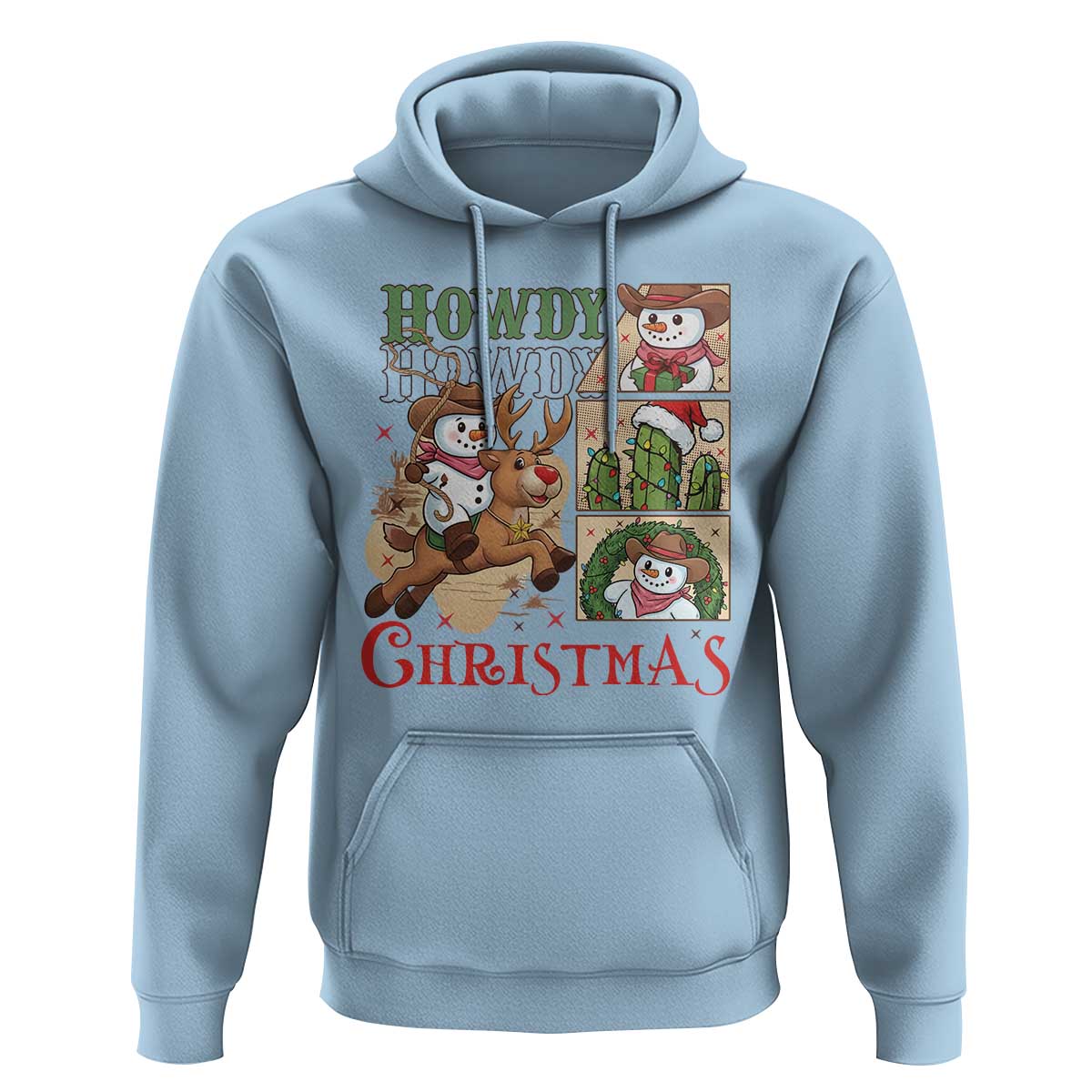 Funny Snowman Cowboy Howdy Christmas Hoodie Western Holiday Gift - Wonder Print Shop