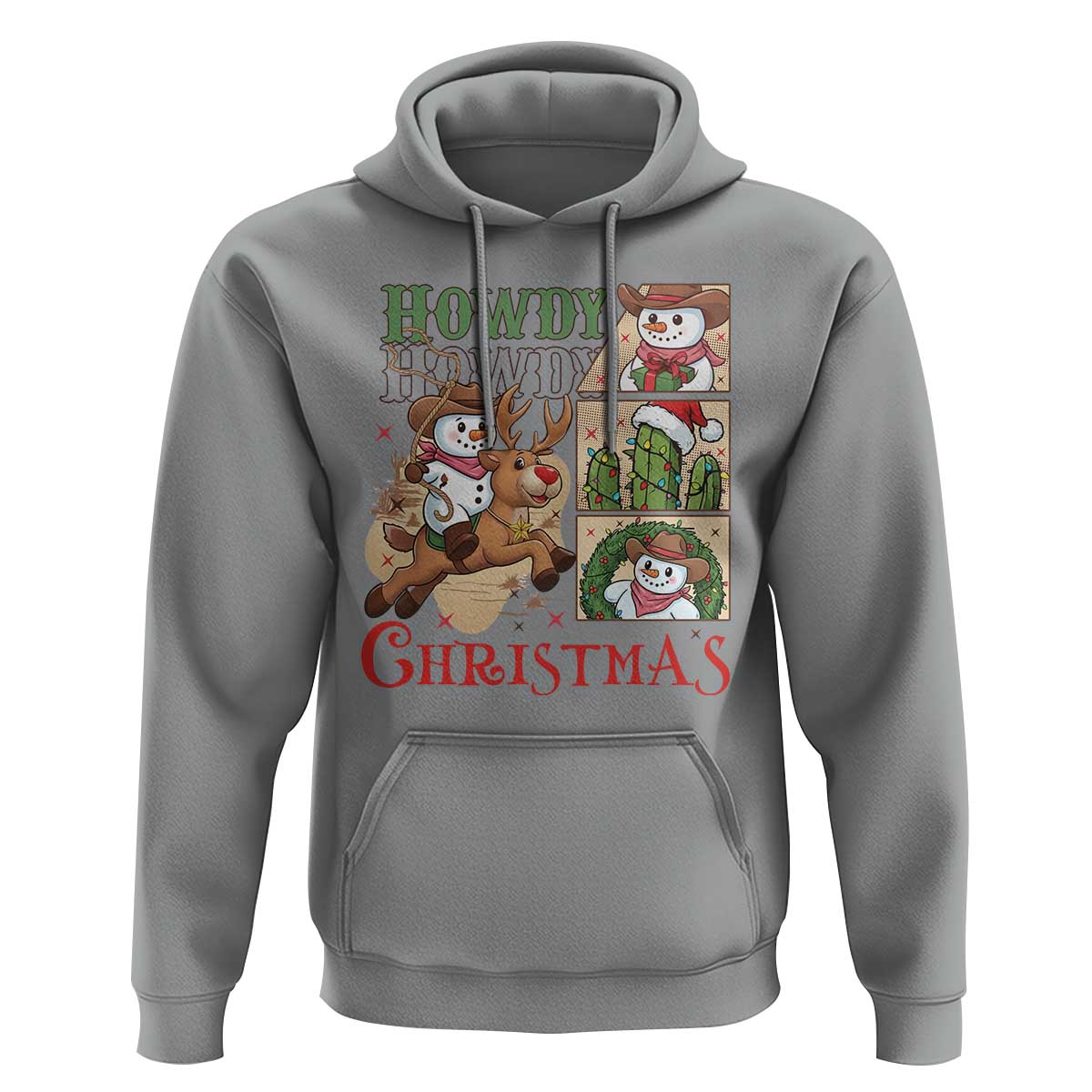 Funny Snowman Cowboy Howdy Christmas Hoodie Western Holiday Gift - Wonder Print Shop