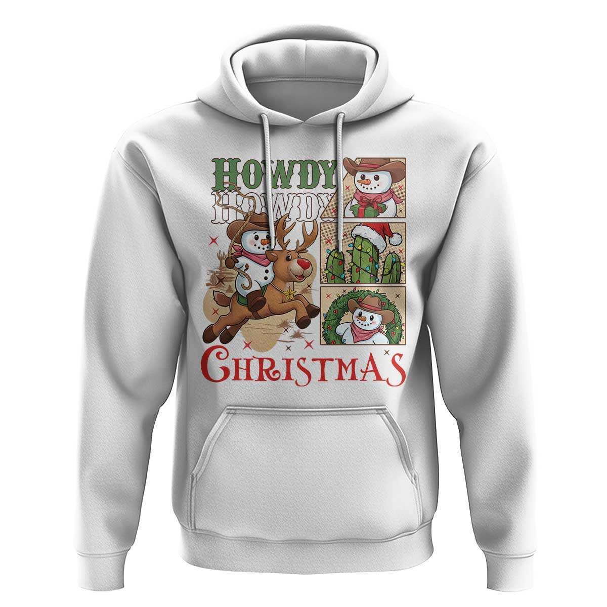Funny Snowman Cowboy Howdy Christmas Hoodie Western Holiday Gift - Wonder Print Shop