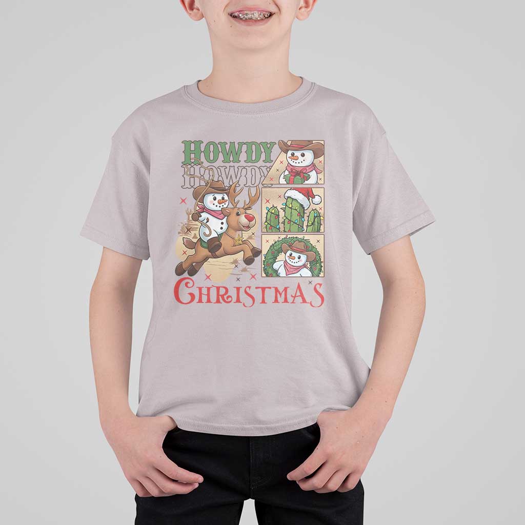 Funny Snowman Cowboy Howdy Christmas T Shirt For Kid Western Holiday Gift - Wonder Print Shop