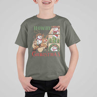 Funny Snowman Cowboy Howdy Christmas T Shirt For Kid Western Holiday Gift - Wonder Print Shop