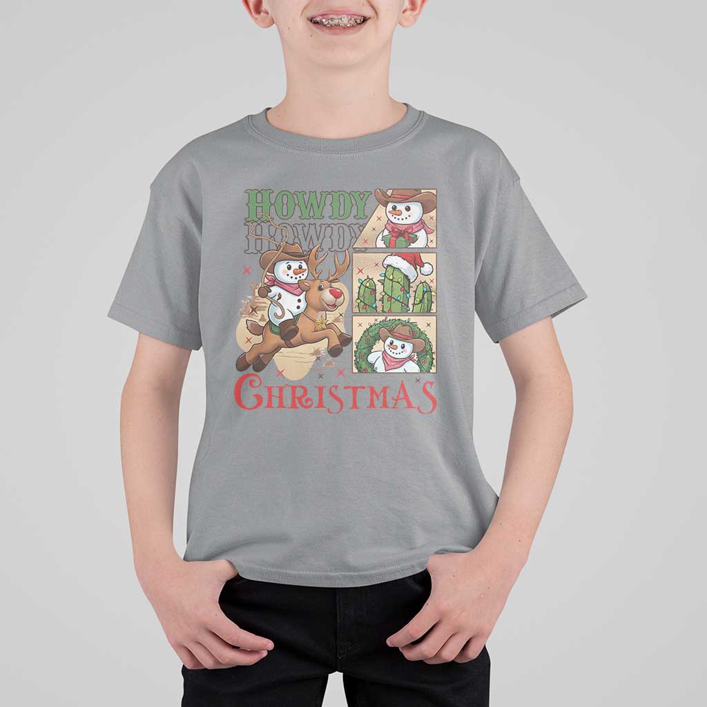 Funny Snowman Cowboy Howdy Christmas T Shirt For Kid Western Holiday Gift - Wonder Print Shop