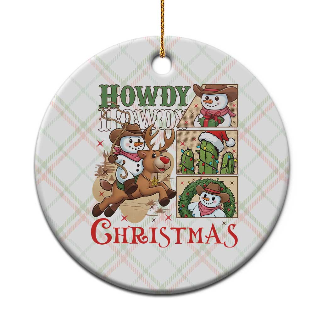 Funny Snowman Cowboy Howdy Christmas Ceramic Ornament Western Holiday Gift - Wonder Print Shop