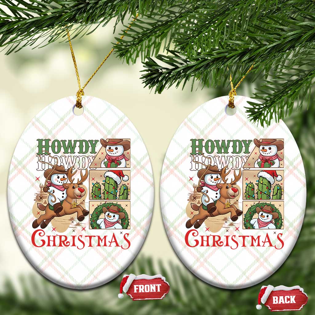 Funny Snowman Cowboy Howdy Christmas Ceramic Ornament Western Holiday Gift - Wonder Print Shop