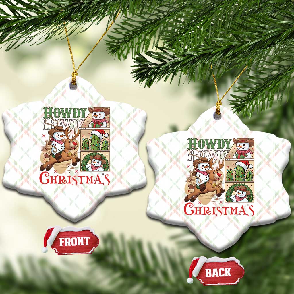 Funny Snowman Cowboy Howdy Christmas Ceramic Ornament Western Holiday Gift - Wonder Print Shop