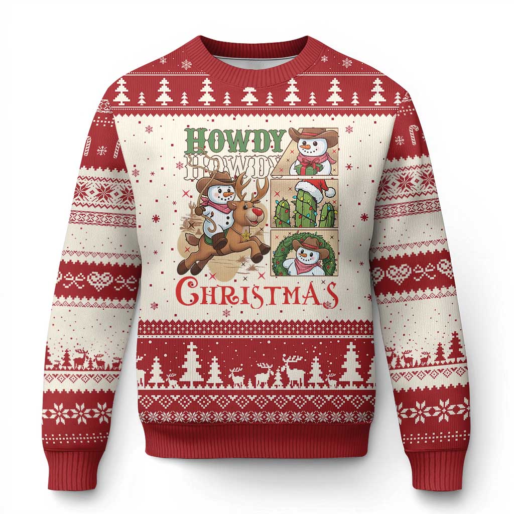 Funny Snowman Cowboy Howdy Xmas Ugly Christmas Sweater Western Holiday Gift - Wonder Print Shop