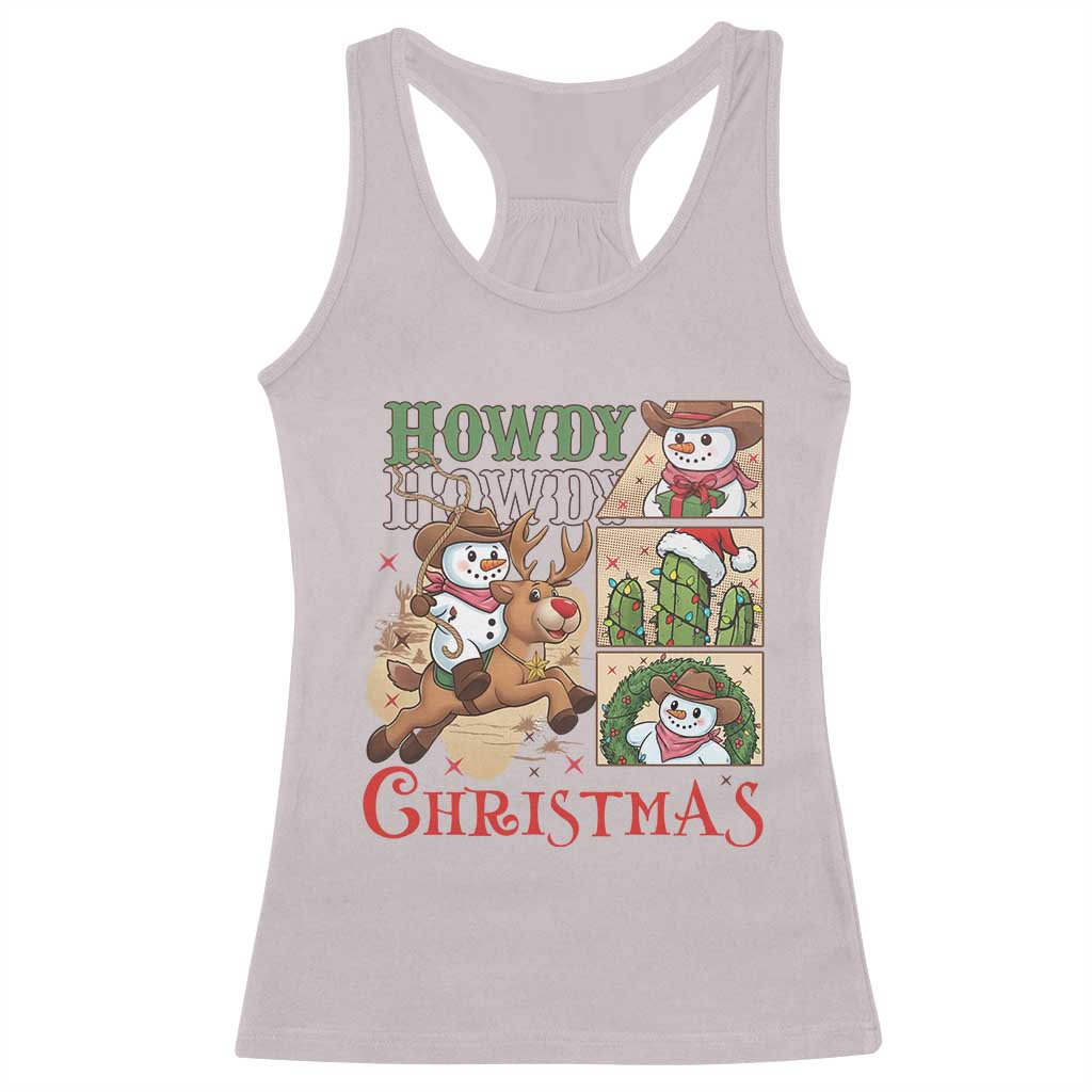 Funny Snowman Cowboy Howdy Christmas Racerback Tank Top Western Holiday Gift - Wonder Print Shop