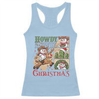 Funny Snowman Cowboy Howdy Christmas Racerback Tank Top Western Holiday Gift - Wonder Print Shop