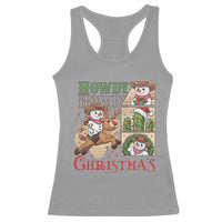 Funny Snowman Cowboy Howdy Christmas Racerback Tank Top Western Holiday Gift - Wonder Print Shop