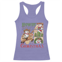 Funny Snowman Cowboy Howdy Christmas Racerback Tank Top Western Holiday Gift - Wonder Print Shop