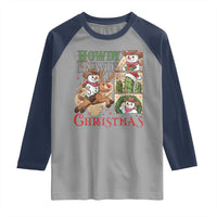 Funny Snowman Cowboy Howdy Christmas Raglan Shirt Western Holiday Gift - Wonder Print Shop