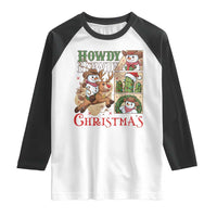 Funny Snowman Cowboy Howdy Christmas Raglan Shirt Western Holiday Gift - Wonder Print Shop