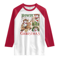 Funny Snowman Cowboy Howdy Christmas Raglan Shirt Western Holiday Gift - Wonder Print Shop