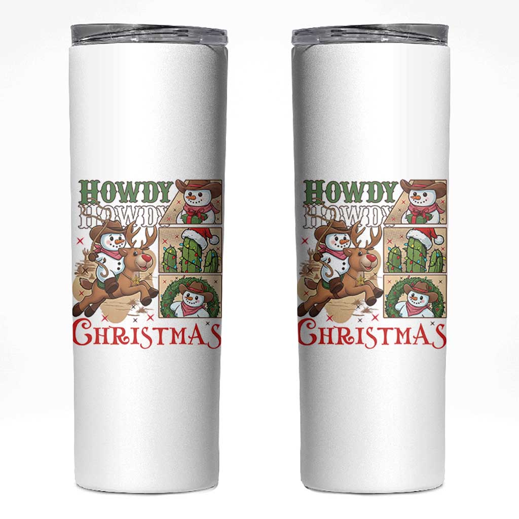 Funny Snowman Cowboy Howdy Christmas Skinny Tumbler Western Holiday Gift - Wonder Print Shop