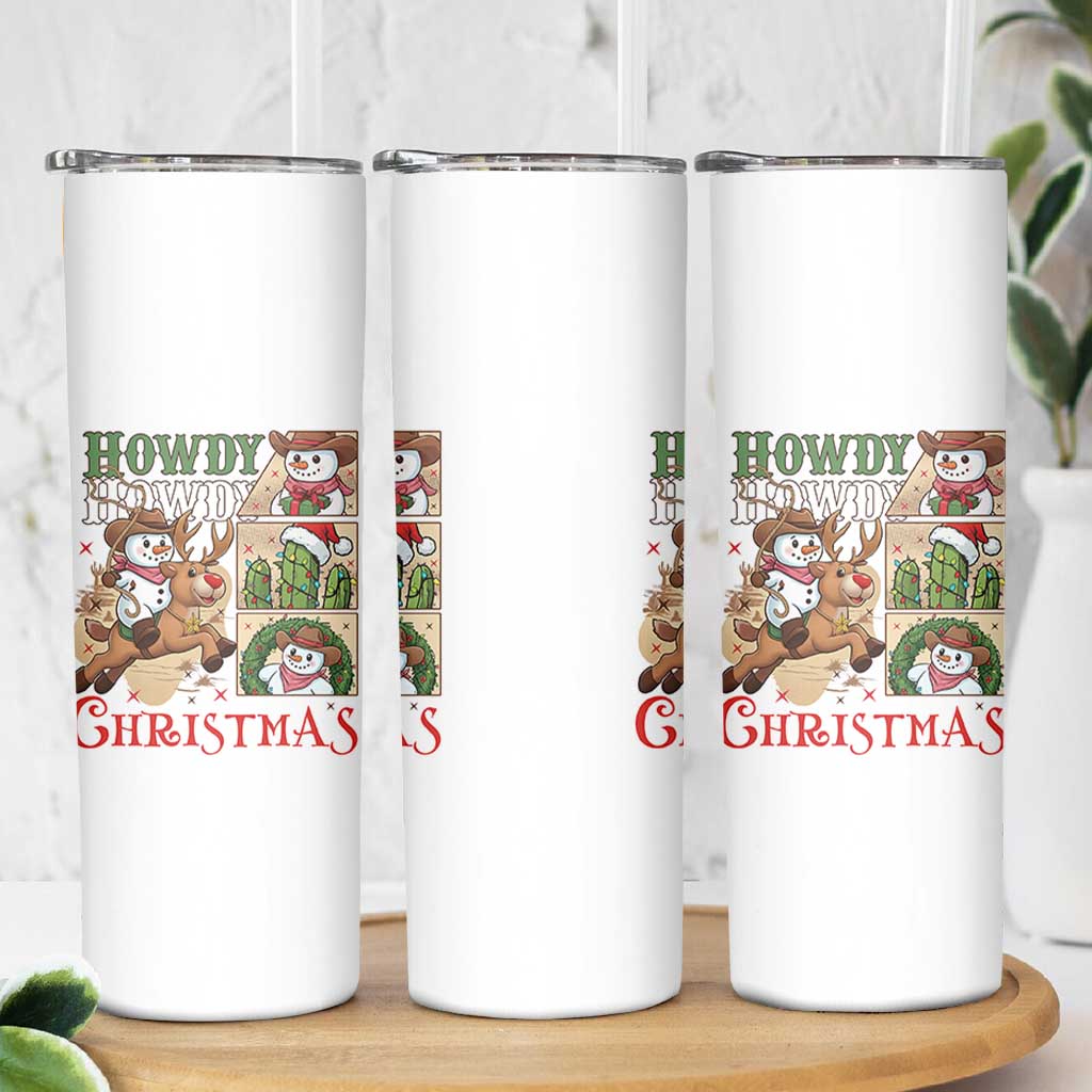Funny Snowman Cowboy Howdy Christmas Skinny Tumbler Western Holiday Gift - Wonder Print Shop