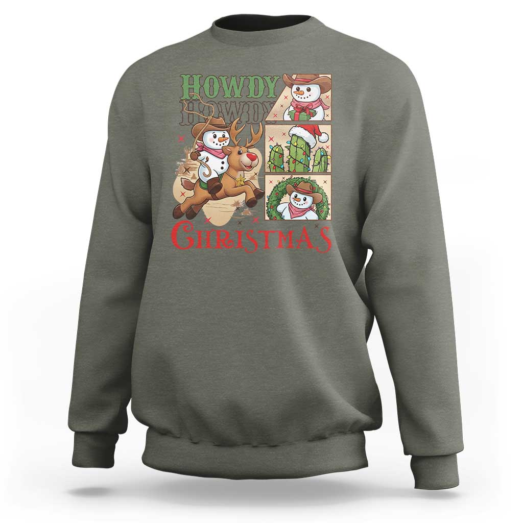 Funny Snowman Cowboy Howdy Christmas Sweatshirt Western Holiday Gift - Wonder Print Shop