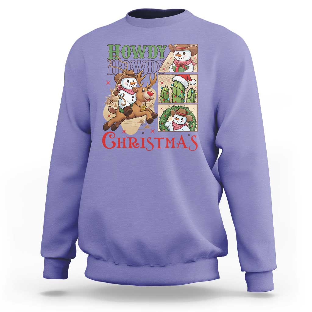 Funny Snowman Cowboy Howdy Christmas Sweatshirt Western Holiday Gift - Wonder Print Shop