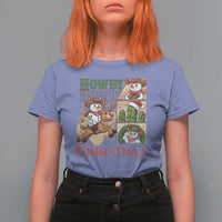 Funny Snowman Cowboy Howdy Christmas T Shirt For Women Western Holiday Gift - Wonder Print Shop
