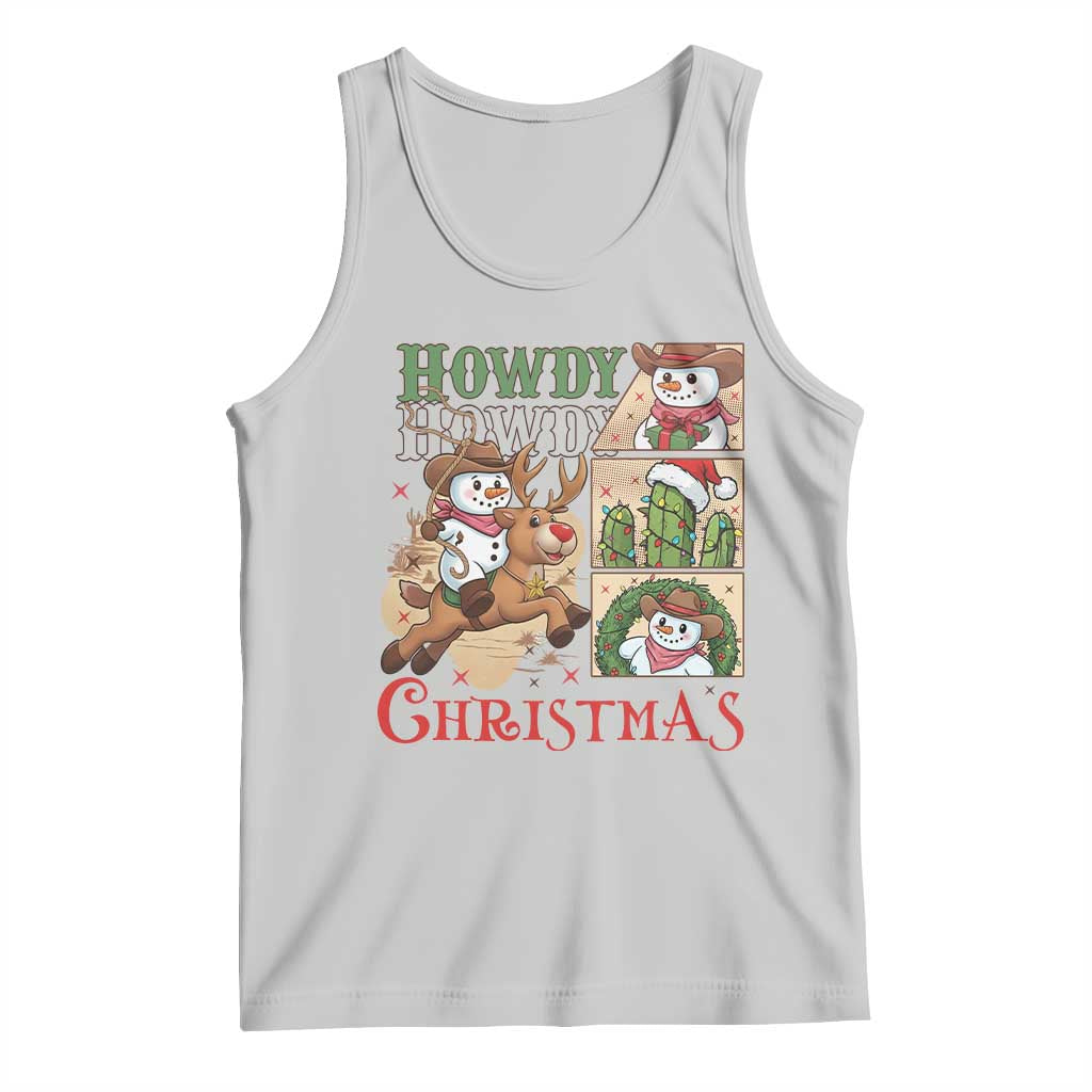Funny Snowman Cowboy Howdy Christmas Tank Top Western Holiday Gift - Wonder Print Shop