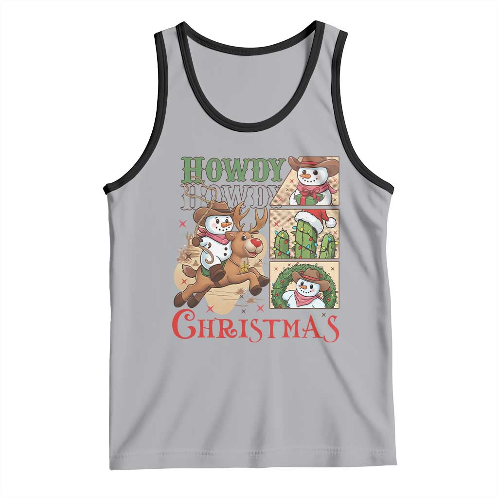 Funny Snowman Cowboy Howdy Christmas Tank Top Western Holiday Gift - Wonder Print Shop
