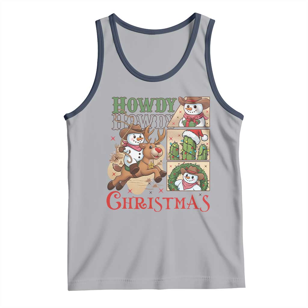 Funny Snowman Cowboy Howdy Christmas Tank Top Western Holiday Gift - Wonder Print Shop