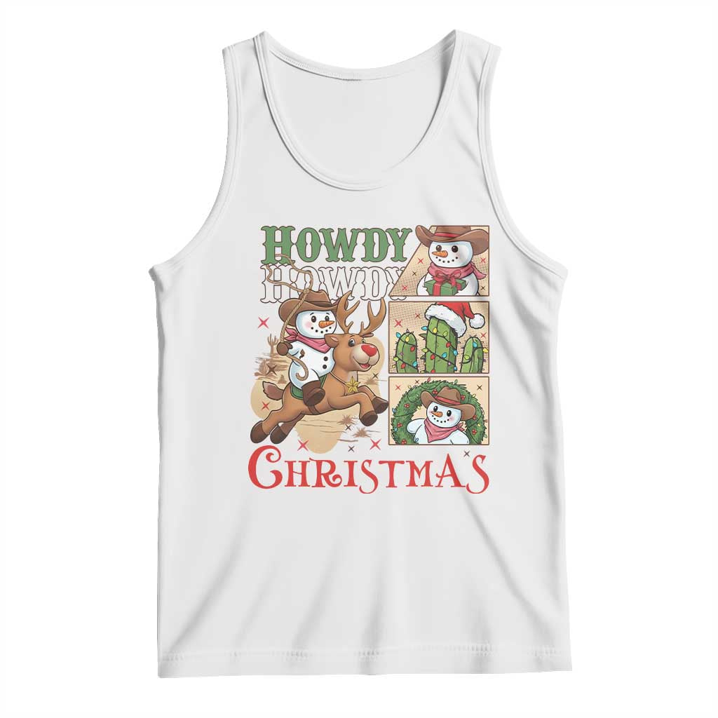 Funny Snowman Cowboy Howdy Christmas Tank Top Western Holiday Gift - Wonder Print Shop