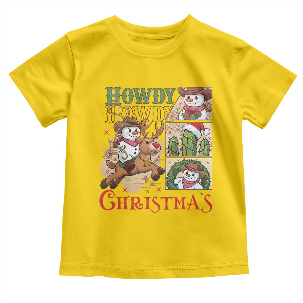 Funny Snowman Cowboy Howdy Christmas Toddler T Shirt Western Holiday Gift - Wonder Print Shop
