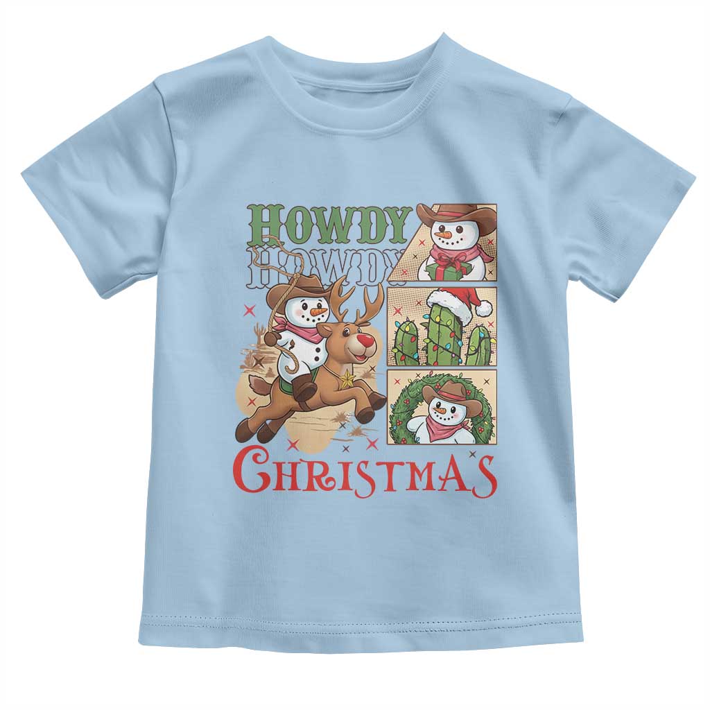 Funny Snowman Cowboy Howdy Christmas Toddler T Shirt Western Holiday Gift - Wonder Print Shop